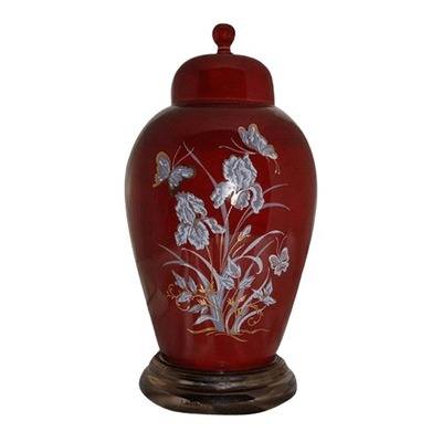 Iris Red Ceramic Cremation Urn